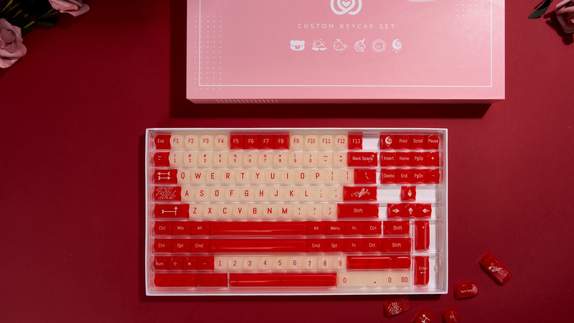 Chilkey Wild Rose 170 Key DDA Profile Dye Sub PC Keycap Set - Thumbnail 4